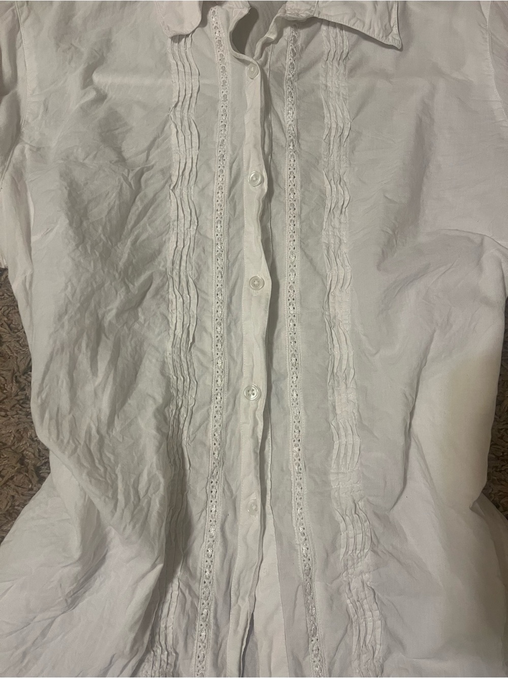 White Ruffled Button-Up Blouse - Picture 2 of 6
